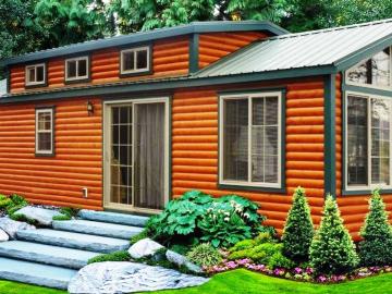 Cabin with stone steps