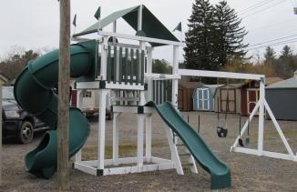 Model #222 White and Green Vinyl Swing Set